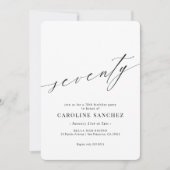 Invitation Élégante calligraphie moderne 70e anniversaire (Devant)