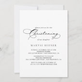 Invitation Élégante calligraphie moderne Christening (Devant)