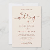 Invitation Élégante calligraphie moderne Mariage en terre cui (Devant)