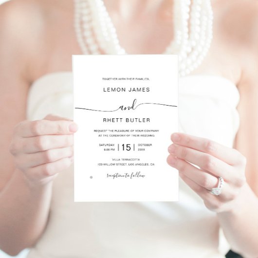 Invitation Élégante calligraphie moderne minimaliste Mariage