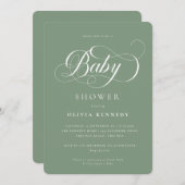 Invitation Élégante calligraphie moderne Script Baby shower b (Devant / Derrière)