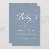 Invitation Élégante calligraphie moderne Script Baby shower b (Devant / Derrière)