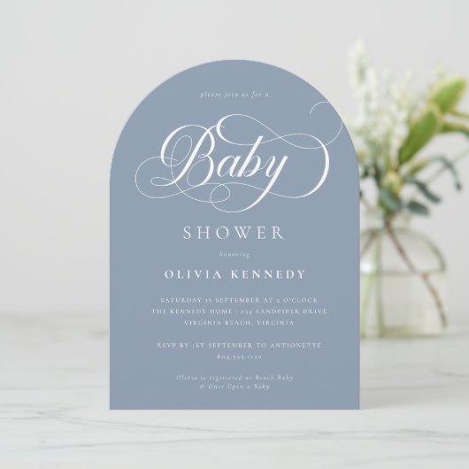 Invitation Élégante calligraphie moderne Script Baby shower b (Debout devant)