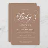 Invitation Élégante calligraphie Moderne Script Mocha (Devant / Derrière)