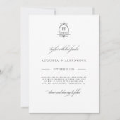 Invitation Élégante calligraphie Monogramme Classique Mariage (Devant)