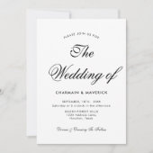 Invitation Élégante calligraphie noir & blanc Mariage photo (Devant)