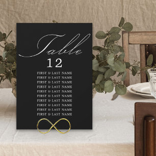 Invitation Élégante calligraphie noir blanc Table de siège ca