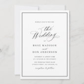 Invitation Élégante calligraphie noir et blanc mariage (Devant)