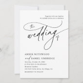 Invitation Élégante calligraphie noir et blanc Mariage de mon (Devant)