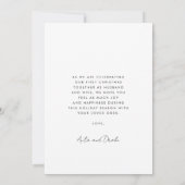 Invitation Élégante calligraphie Notre première photo de Noël (Dos)