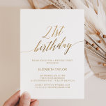 Invitation Élégante calligraphie or 21e anniversaire<br><div class="desc">Cette élégante calligraphie or 21ème anniversaire invitation est parfait pour une simple fête d'anniversaire. Le design neutre présente une carte minimaliste décorée avec une typographie romantique et fantaisiste de feuille d'or. Remarque : Ce design ne comporte pas de véritable feuille d'or. C'est un graphisme de haute qualité fait pour ressembler...</div>