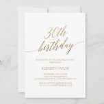 Invitation Élégante calligraphie or 30e anniversaire<br><div class="desc">Cette élégante calligraphie or 30ème anniversaire invitation est parfait pour une simple fête d'anniversaire. Le design neutre présente une carte minimaliste décorée avec une typographie romantique et fantaisiste de feuille d'or. Remarque : Ce design ne comporte pas de véritable feuille d'or. C'est un graphisme de haute qualité fait pour ressembler...</div>