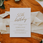 Invitation Élégante calligraphie or 50e anniversaire<br><div class="desc">Cette élégante calligraphie dorée 50ème anniversaire invitation est parfait pour une simple fête d'anniversaire. Le design neutre présente une carte minimaliste décorée avec une typographie romantique et fantaisiste de feuille d'or. Remarque : Ce design ne comporte pas de véritable feuille d'or. C'est un graphisme de haute qualité fait pour ressembler...</div>