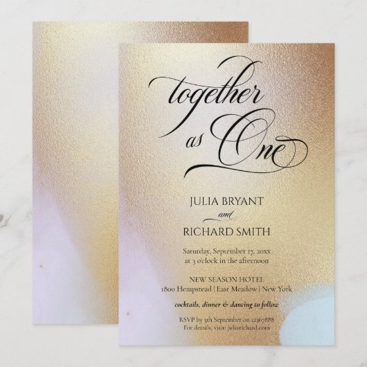 Invitation Élégante calligraphie or aquarelle moderne Invitat (Devant / Derrière)