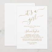 Invitation Élégante calligraphie Or | C'est un Baby shower de (Devant / Derrière)