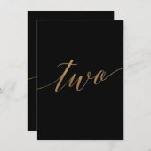 Invitation Élégante calligraphie or et noir Numéro de tableau (Devant / Derrière)