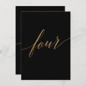 Invitation Élégante calligraphie Or et Noir Numéro de tableau (Devant / Derrière)