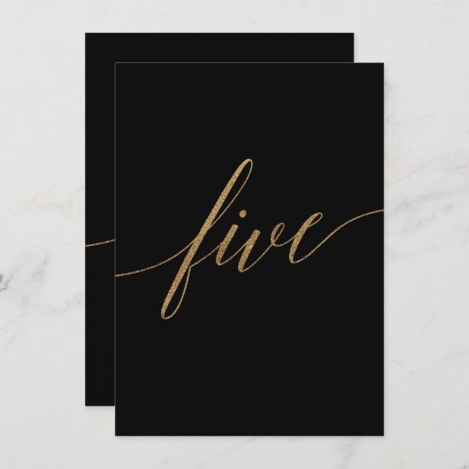 Invitation Élégante calligraphie or et noir Tableau Numéro Ci (Devant / Derrière)