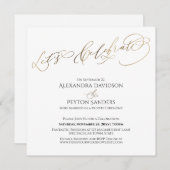 Invitation Élégante Calligraphie Or Fêtons La Réception (Devant / Derrière)