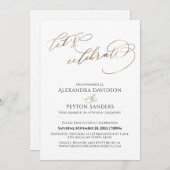 Invitation Élégante Calligraphie Or Fêtons La Réception (Devant / Derrière)