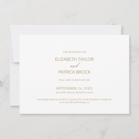 Invitation Élégante Calligraphie Or Il Sera Vrai L'Attente (Dos)