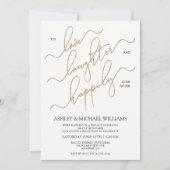 Invitation Élégante Calligraphie Or Joyeusement Joyeuse Après (Devant)