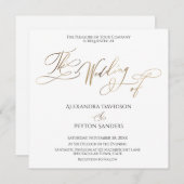 Invitation Élégante calligraphie or "Le Mariage de" (Devant / Derrière)