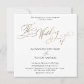 Invitation Élégante calligraphie or "Le Mariage de" (Devant)