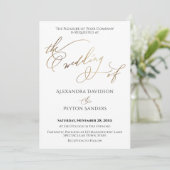 Invitation Élégante calligraphie or "Le Mariage de" (Debout devant)