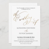 Invitation Élégante calligraphie or "Le Mariage de" (Devant / Derrière)