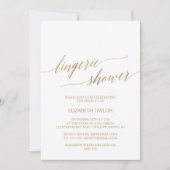 Invitation Élégante Calligraphie Or Lingerie Douche (Devant)