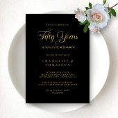 Invitation Élégante calligraphie or Mariage du 50e anniversai