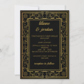 Invitation élégante calligraphie or Mariage noir (Devant)