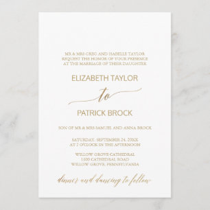 Invitation Élégante calligraphie or Mariage officiel