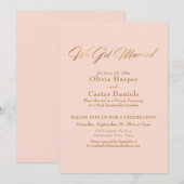 Invitation Élégante Calligraphie Or Nous Avons Marié Blush Ro (Devant / Derrière)