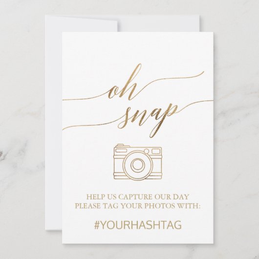 Invitation Élégante calligraphie Or Oh Snap Table Signal (Devant)