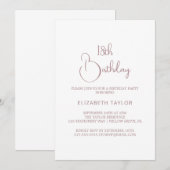 Invitation Élégante calligraphie or Rose 18e anniversaire (Devant / Derrière)