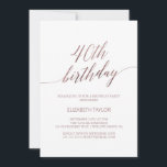 Invitation Élégante calligraphie or Rose 40e anniversaire<br><div class="desc">Cette élégante calligraphie rose en or 40ème anniversaire est parfaite pour une simple fête d'anniversaire. Le design rose vif présente une carte minimaliste ornée d'une typographie romantique et fantaisiste en feuille d'or rose. Remarque : Ce design ne présente pas de véritable feuille d'or rose. C'est un graphisme de haute qualité...</div>