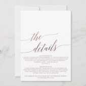 Invitation Élégante calligraphie Or Rose Tout en un Mariage (Dos)