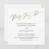 Invitation Élégante calligraphie or "S'il vous plaît rejoigne (Devant / Derrière)