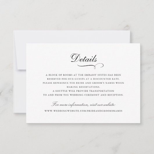 Invitation Élégante calligraphie Ornament Script Mariage Déta (Devant)