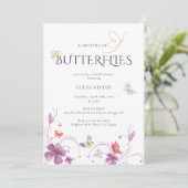 Invitation Élégante Calligraphie Papillons Fête des mariées (Debout devant)