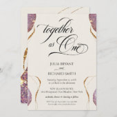 Invitation Élégante calligraphie Parties scintillant or Améth (Devant / Derrière)