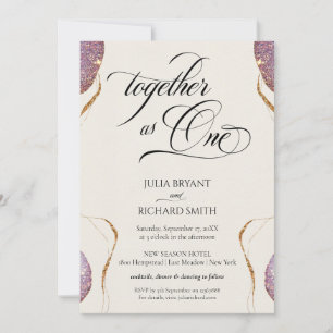 Invitation Élégante calligraphie Parties scintillant or Améth