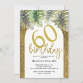 Invitation Élégante calligraphie Parties scintillant or Palm (Devant)