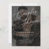 Invitation Élégante calligraphie Photo Couples Douche (Devant)