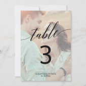 Invitation Élégante calligraphie | Photo dégradée 5x7 Numéro (Devant)