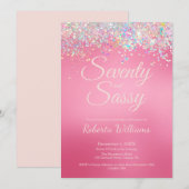 Invitation Élégante calligraphie rose 70e anniversaire Invita (Devant / Derrière)