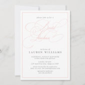 Invitation Élégante calligraphie rose Déjeuner de mariée offi (Devant)