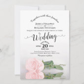 Invitation Élégante calligraphie rose pâle Mariage du code QR (Devant)